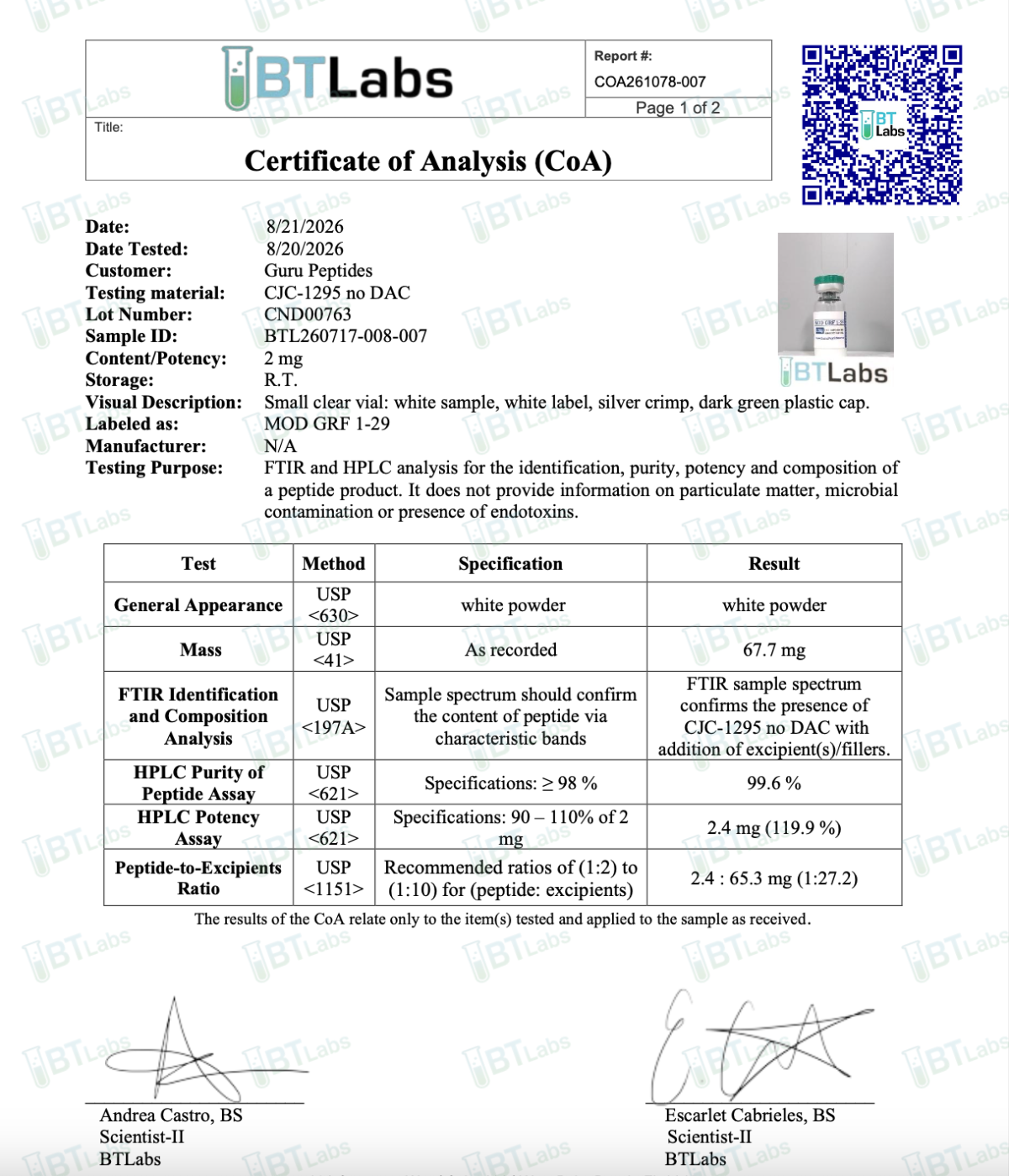 Mod GRF 1-29 (CJC-1295 NO DAC) 2mg - Image 2